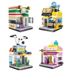 街景迷你積木 A款 4件組 07203, 1套