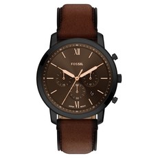FOSSIL 男士 Neutra 計時碼錶皮革手錶 FS6163