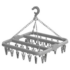 마메 회전형 접이식 양말걸이 빨래집게 32클립, 그레이, 1개