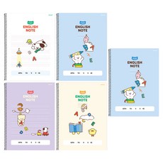 핑크풋 와글와글 칸 넓은 영어노트 4종 + 노트 랜덤발송 세트, 혼합색상, 1세트