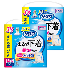 Relief 日本原裝進口 舒柔輕薄成人紙尿褲 2次吸收量 男女適用, M-L碼, 2個, 38片