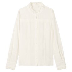 Roem 女款高領蕾絲荷葉邊襯衫