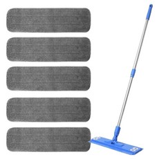 Clean Trouble Shooter 2段式舒適護腰寬版濕拖把 40cm + 超細纖維補充包 5入組 灰色