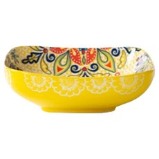 아메리칸로드 보헤미안 패턴 도자기 사각접시 HR2717, 선샤인, 1개