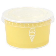 아이엔피 파스텔컬러 젤라또 컵용기 120ml 80p + 평면 무타공 뚜껑 100p 세트 레몬, 1세트