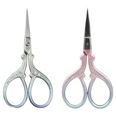 코오미 스테인리스 빈티지 미니 쪽가위 6W0099 2종 세트, 1세트, 블루 그라데이션 , 핑크 그라데이션