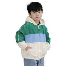 兒童三色拼色防風外套