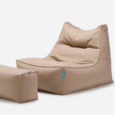 폴리몰리 부클레 1인용 대형 빈백 소파 + 풋스툴 세트 607B, 라이트 토프