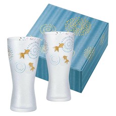 ADERIA 日本製 金魚花火啤酒杯對杯組 310ml, 1套