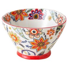 아메리칸로드 도자기 면기 HR2726, 플라워 에스닉 레드패턴, 1개