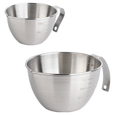 플라라 쿠킹 스텐 손잡이 믹싱볼 계량컵 2종 세트, 1세트, 1250ml