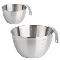 플라라 쿠킹 스텐 손잡이 믹싱볼 계량컵 2종 세트, 1세트, 1700ml