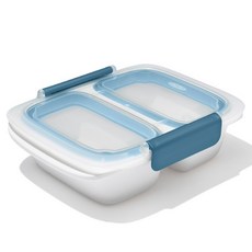 옥소 굿그립 프렙 앤 고 2칸 분리 밀폐용기 오션블루, 1개, 400ml