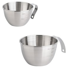 플라라 쿠킹 스텐 손잡이 믹싱볼 계량컵 2종 세트, 1세트, 1000ml