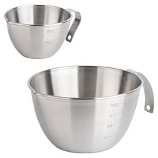 플라라 쿠킹 스텐 손잡이 믹싱볼 계량컵 2종 세트, 1세트, 1450ml