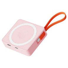 디버스 3in1 맥세이프 고속충전 일체형 5 000mAh 보조배터리 C타입, 핑크, 8800320248913