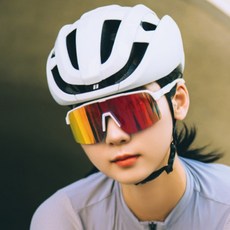 얀테로븐 자전거 러닝 미러변색 선글라스, 화이트 + 레드 미러변색 + 실버미러, 1개