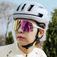 얀테로븐 자전거 러닝 미러변색 선글라스, 반투명 화이트 + 핑크 미러변색 + 스카이블루미러, 1개