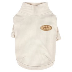올치 반려동물 엘보 체크패치 골지 티셔츠 TS6914, 아이보리, 1개