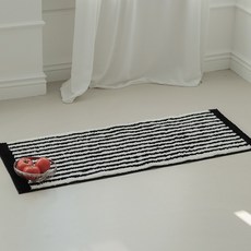 네이쳐리빙 코지 스트라이프 주방 발매트, 블랙