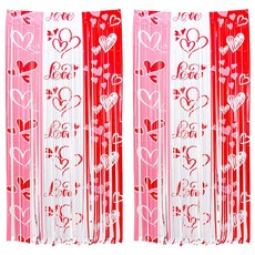 파티쇼 생일파티 배경장식 포토존 커튼, 러브하트프린트, 2개