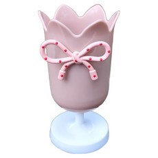 공룡마켓 튤립 감성 인테리어 다기능 데스크 펜 홀더, 핑크 리본, 1개
