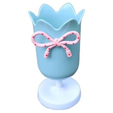 공룡마켓 튤립 감성 인테리어 다기능 데스크 펜 홀더, 파란색 리본, 1개