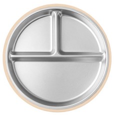 안녕베베 유아용 304 스테인리스 실리콘 식판, 베이지, 1개, 단품