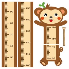 던전스트디오 귀여운 동물들 키재기 벽 스티커, 원숭이