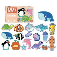 조이키즈 큐티 두조각 자석퍼즐 유아자석퍼즐 30p 세트, 1세트, 바다동물
