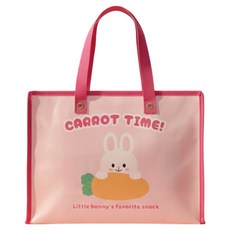 에브리굿 귀여운 캐릭터 타포린 지퍼 가방, 핑크, 1개