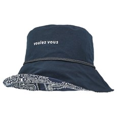 VoulezVous 雙面漁夫帽 附下巴繩 戶外休閒帽, 海軍藍