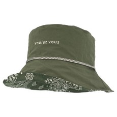 VoulezVous 雙面漁夫帽 附下巴繩 戶外休閒帽, 卡其色