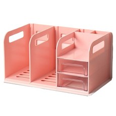 데이코지 업그레이드 대용량 책꽂이 책상 위 책 정리함, 핑크