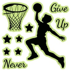 던전스트디오 소녀 농구 축구 야광 벽 스티커, 1