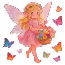 던전스트디오 나비 엘프 야광 스티커, 핑크빛