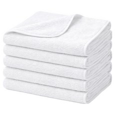 쉐리엘 먼지없는 저자극 극세사 호텔수건, 화이트, 5개