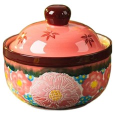 아메리칸로드 빈티지 꽃무늬 도자기 계란찜그릇 핑크 HR2724, 1개, 11.7cm