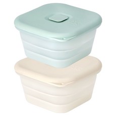 마더케이 허그 접이식 용기 400ml x 2종 세트, 크림, 민트, 1세트