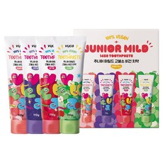 뷰카 주니어 마일드 고불소 비건치약 110g x 4종 세트 프루티 믹스, 1세트