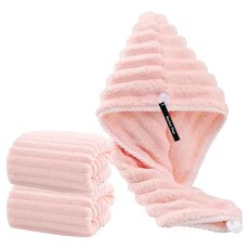 마켓플랜 소프트 드라이 초강력 흡수 헤어 타월 25 x 65 cm, 핑크, 3개