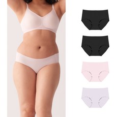 24hrs. Fashion For Yes 無感失憶內褲4件組 鎮店款, 經典黑 + 棉花糖粉 + 春日粉紫