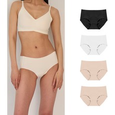 24hrs. Fashion For Yes 無感失憶內褲4件組 美背款, 黑色 + 奶霜白 + 甜杏仁膚