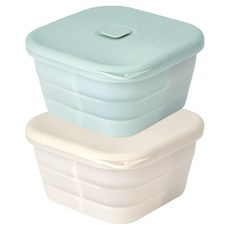 마더케이 허그 접이식 용기 900ml 2종 세트, 크림, 민트, 1세트