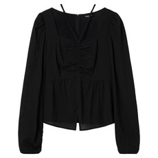 Lap 女款方領抓皺綁帶棉質上衣 AS1WB265