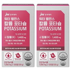 JW중외제약 워터 밸런스 칼륨 포타슘, 120정, 2개