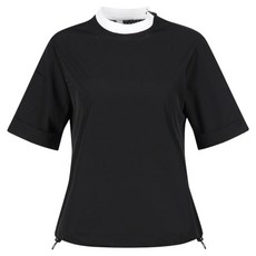 luxgolf 女款圓領肩部拉鍊鏤空拼接短袖T恤 LB25M622W