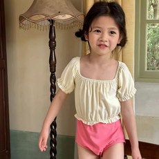 Uvely 兒童 Kudin 兩件式抓皺蝴蝶結泳裝