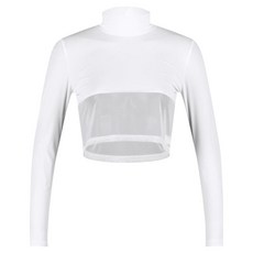 luxgolf 女款高領網眼拼接短版涼感彈性內搭衣 MS25M2502