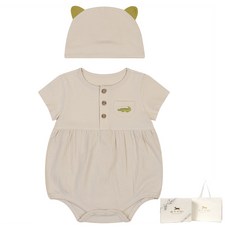 ETTOI 嬰幼兒用 Colin 短袖包屁衣 + 包裝 + 購物袋 禮盒組